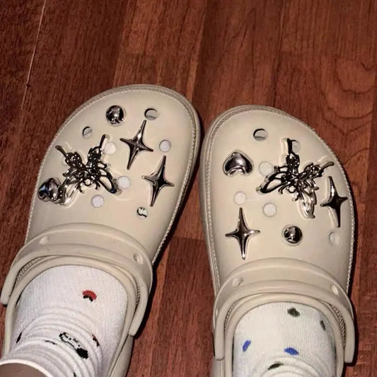 Set de Lujo de Dijes Metálicos Y2K de Mariposa para Zapatos, Accesorios Góticos de Araña para Sandalias y Zuecos, Decoraciones DIY para Zapatos, Colección Verano 2026