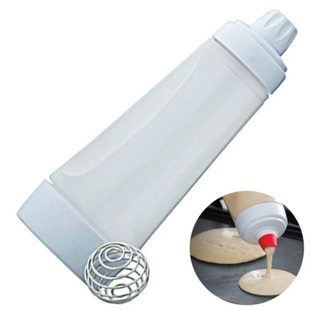 Botella mezcladora de masa para panqueques con bola mezcladora y batidor de alambre para panqueques, cupcakes, muffins, crepes y más con calidad de restaurante