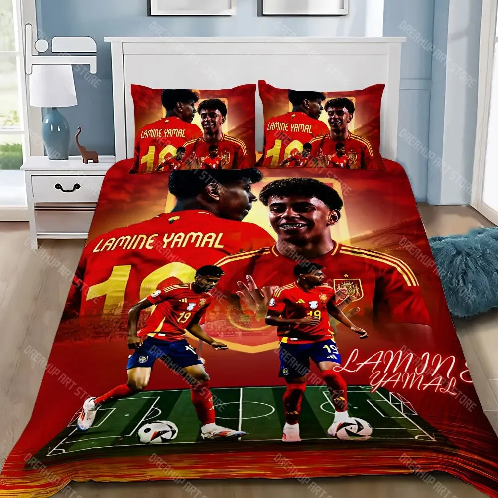 Funda nórdica de estrellas de fútbol, funda de almohada, juego de cama para adultos, niños y niñas, decoración de dormitorio Y-Yamal, regalo para niños, tamaño individual y doble