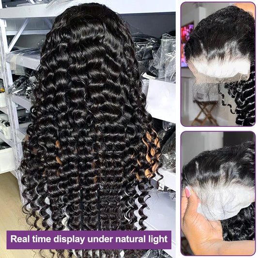 Peluca Frontal de onda profunda suelta 13x6 Hd de 250 de densidad, pelucas de encaje transparente de 30 y 40 pulgadas, peluca con malla Frontal rizada de cabello humano 100% para mujeres