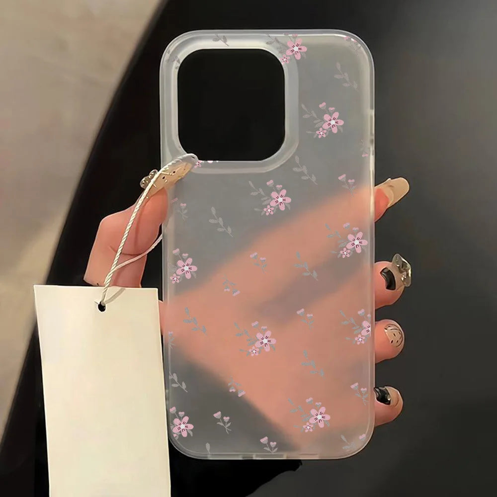 Funda de teléfono con flores para iPhone 16 Pro, funda trasera de piel sedosa delgada translúcida para iPhone 13 11 12 14 15 Pro Max 13 Mini 15 Plus