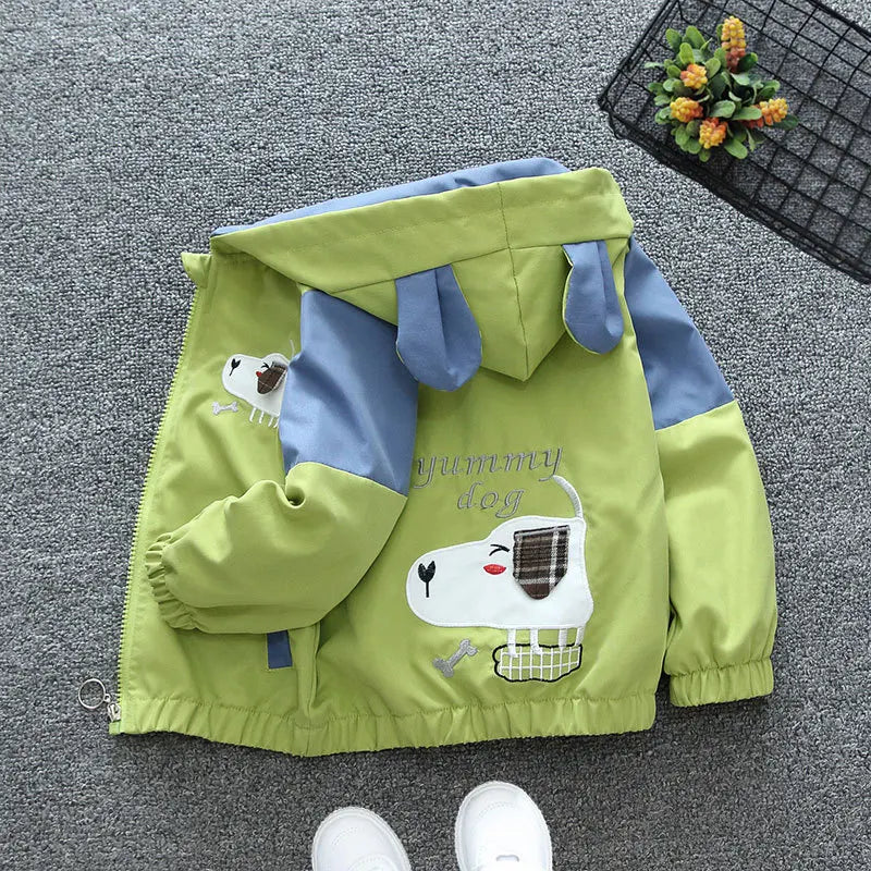 Chaqueta con capucha para niñas, abrigo cortavientos con cremallera, ropa para niños de 1, 2, 3, 4, 5 y 6 años, bonitos animales de dibujos animados, para primavera y otoño
