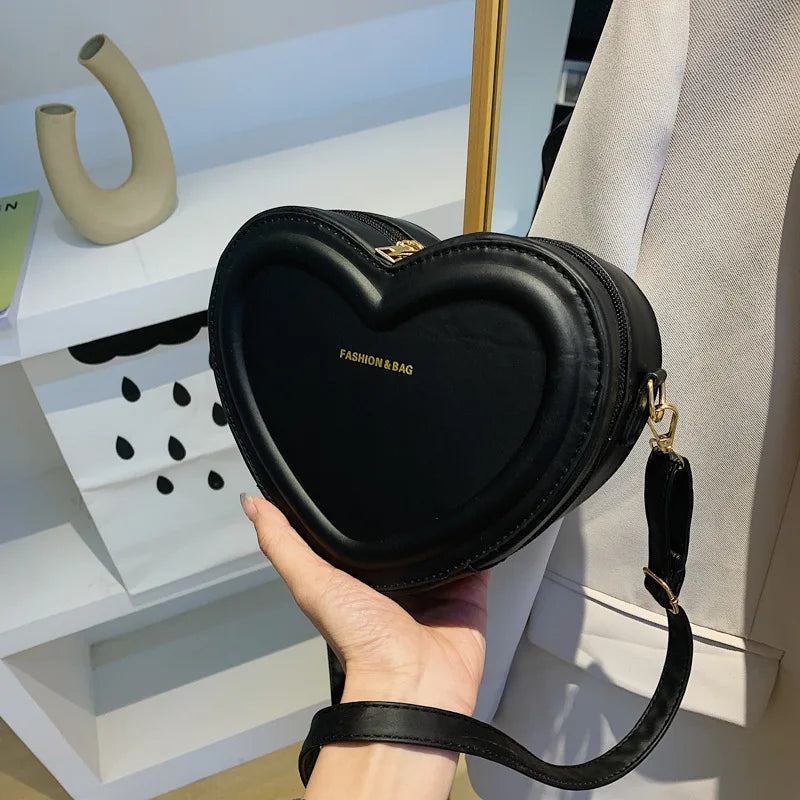 Gran oferta de bolsos cruzados con forma de corazón para mujer, bandoleras de piel sintética sólidas, bolsos de moda
