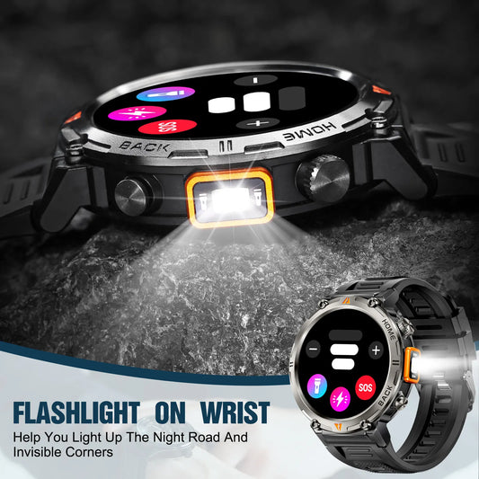 EIGIIS KE3 2025 nuevo reloj inteligente con llamada Bluetooth para hombres pantalla completamente táctil con Monitor de salud linterna de ritmo cardíaco reloj inteligente