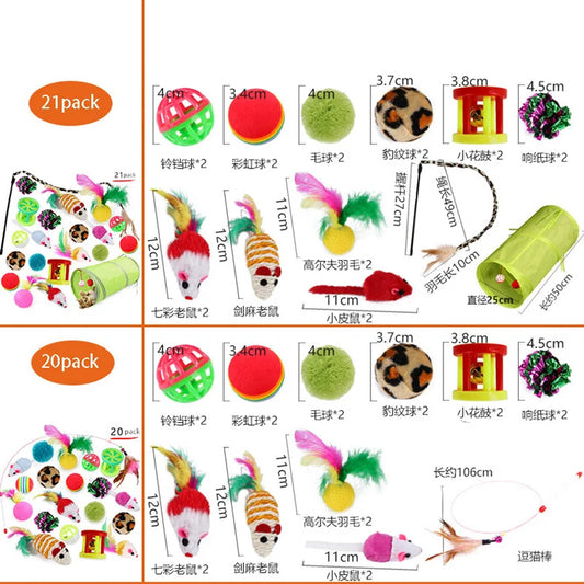 Paquete Variado de Juguetes para Gatitos - Set Combinado de Juguetes para Gatos, Juguete Divertido para Gatos, Varita con Ratón de Sisal, Bola con Campana, Suministros para Gatos
