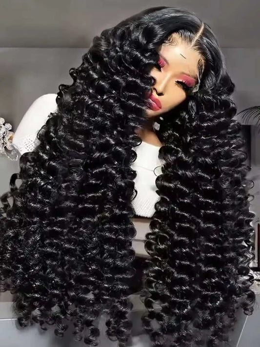 Peluca de cabello humano con encaje frontal HD 13x6 de 40-42 pulgadas, ondas sueltas, cabello brasileño, ondas profundas, rizado, para mujeres