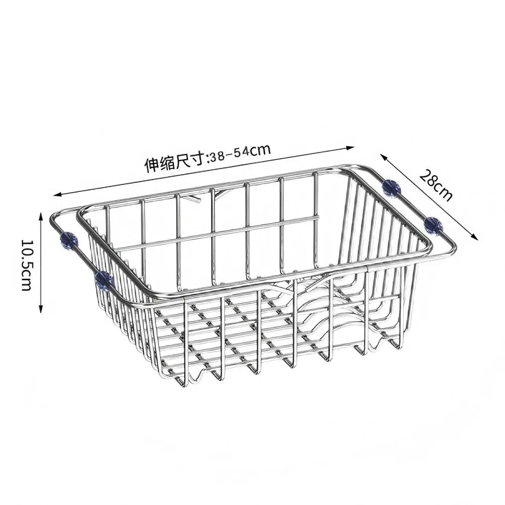 Rejilla de drenaje telescópica de acero inoxidable para fregadero, estante organizador antideslizante para secado de platos, cocina, baño, encimera, para uso doméstico