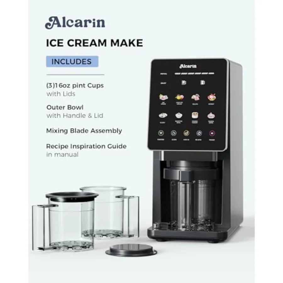 Máquina para hacer helados sin congelador, para helados caseros, gelato, granizados, yogur, sorbetes, 10 programas preestablecidos, funciones de repostería y mezcla.
