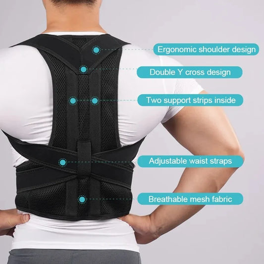 Corrector de postura de espalda, cinturón de soporte de hombro, alivio del dolor de espalda superior e inferior, mejora la columna vertebral, chaleco de postura de clavícula