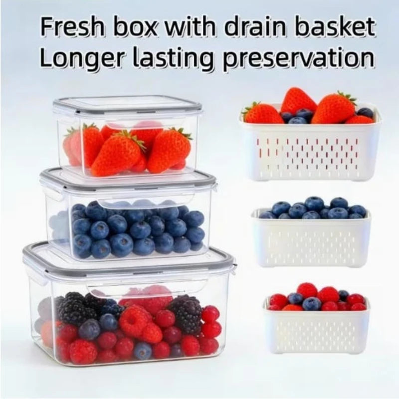 Juego de 4/6 piezas de recipientes herméticos para almacenamiento de alimentos - Cajas apilables para preparación de comidas - Adecuadas para frutas, verduras, carne y granos