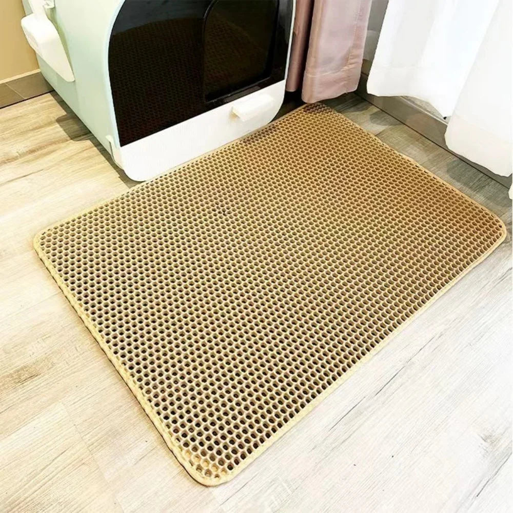 Estera de arena grande para gatos, impermeable, de doble capa, antideslizante, bandeja para caja de arena, lavable, duradera, estera de entrenamiento para el baño de mascotas