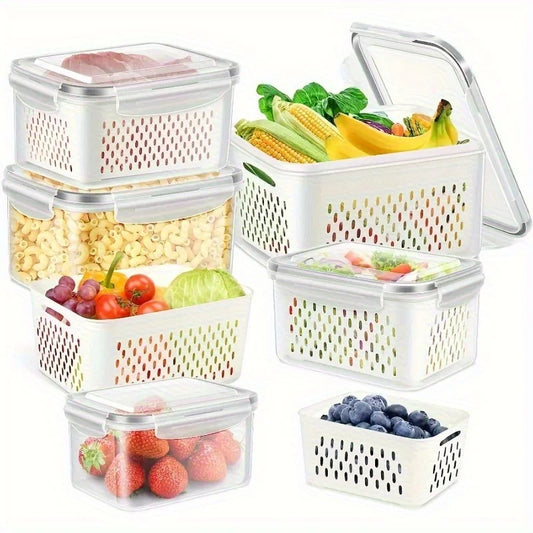 Juego de 4/6 piezas de recipientes herméticos para almacenamiento de alimentos - Cajas apilables para preparación de comidas - Adecuadas para frutas, verduras, carne y granos