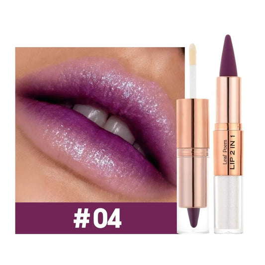 Delineador de Labios 2 en 1 de Doble Punta, Acabado Mate, Antiadherente, Resistente al Agua, Punta Cónica, Delineador de Labios de Larga Duración con Efecto Degradado