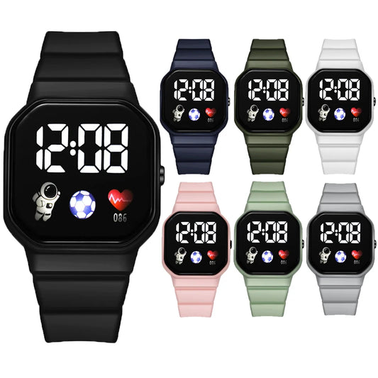 Reloj Deportivo para Niños, Relojes Digitales LED, Correa de Silicona de Fútbol, Reloj de Pulsera Electrónico Impermeable para Niños y Niñas, Regalos