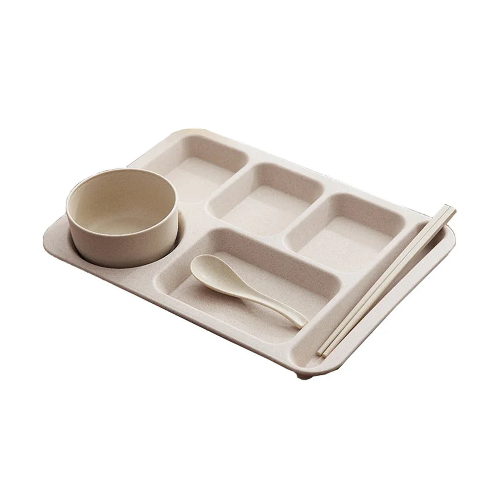 1 Juego de platos de comida para estudiantes, cuencos de comida rápida, platos de comida anticaída para el hogar, plato de separación, juego de tazas, juego de cena, assiette de servicio