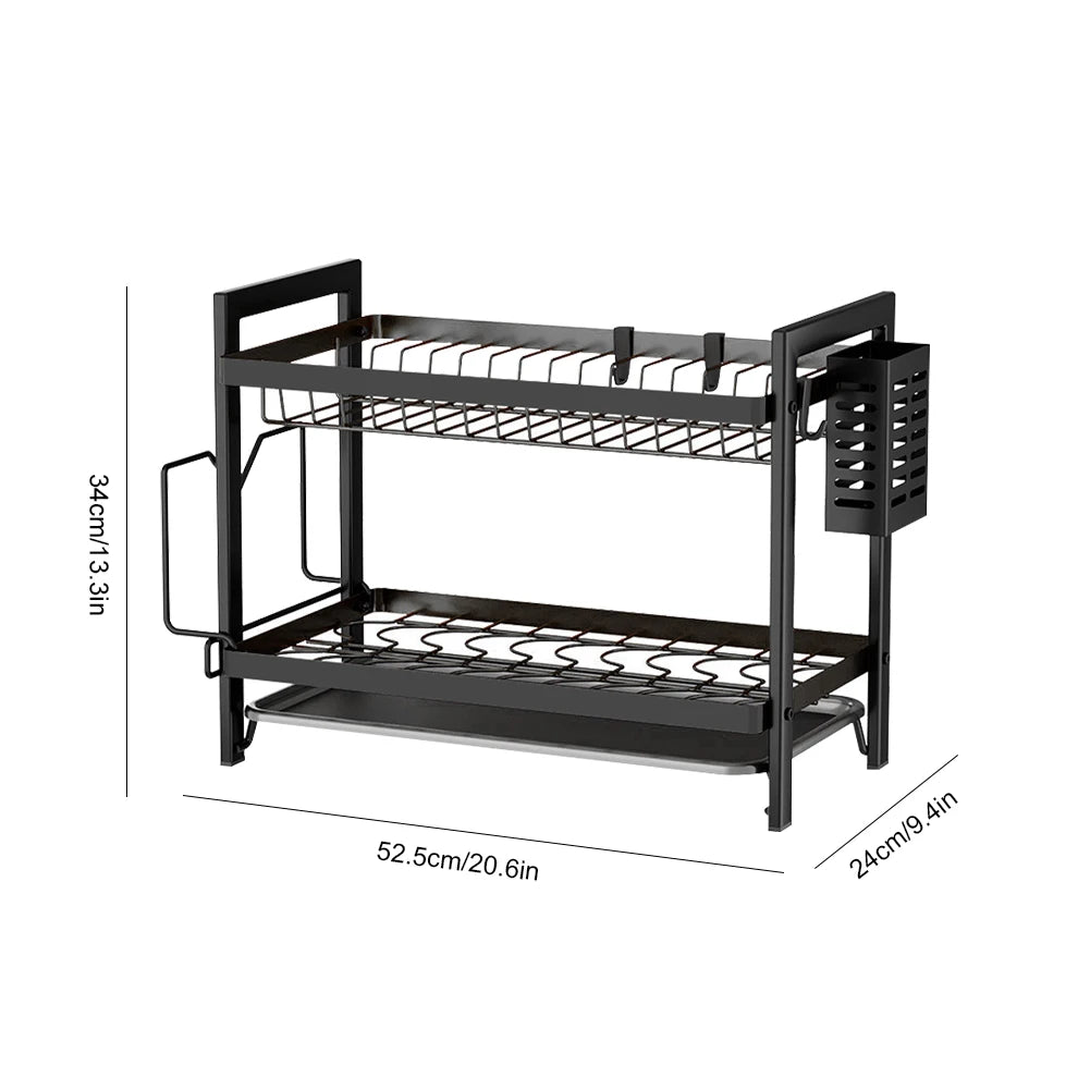 Escurridor de platos ajustable, estante de secado de platos, organizador de platos de cocina con escurridor sobre el fregadero, encimera, soporte de almacenamiento de cubiertos