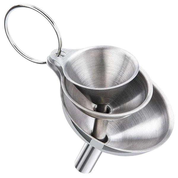 Juego de embudos de cocina de acero inoxidable, embudos metálicos de calidad alimentaria para llenar botellas, embudos pequeños para especias de aceites esenciales, 3/5 Uds.