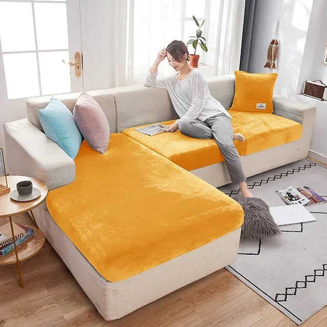 Fundas para cojines de asiento de sofá de terciopelo elástico para sala de estar, cojín Chaise Longue, fundas de sofá para muebles en forma de L de esquina de lujo
