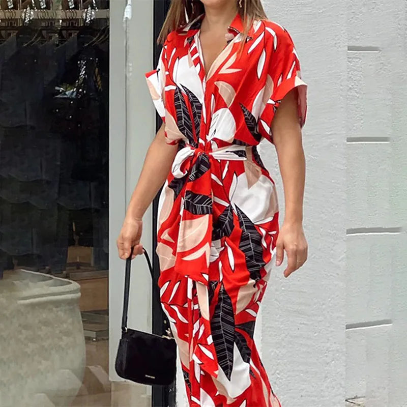 Vestidos Elegantes para Mujer 2026: Vestido de Mujer con Estampado Irregular, Cuello Solapa, Ajuste Delgado y Contraste, Ideal para el Trabajo y con un Toque de Temperamento.