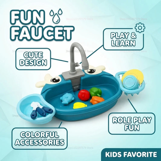 Kinderküche Spielset mit Spüle und elektrischem Wasserkreislauf — Rollenspiel