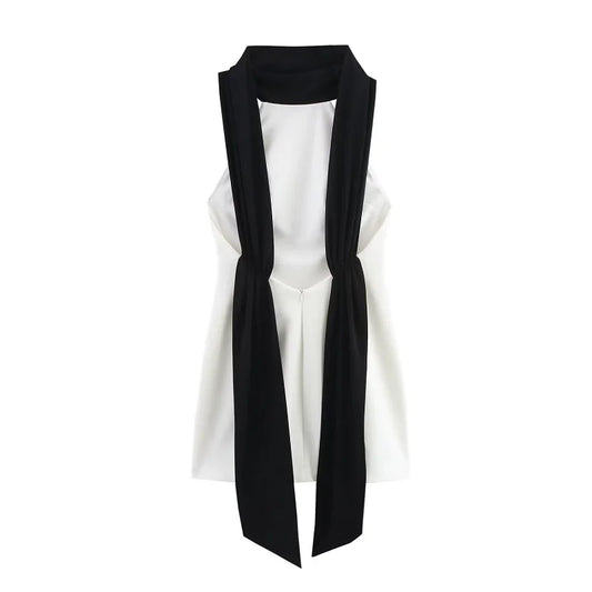 MUJER Vestido corto blanco con espalda descubierta para mujer, vestidos de fiesta elegantes con cuello Halter para mujer, minivestido con hombros descubiertos, novedad en vestidos para mujer