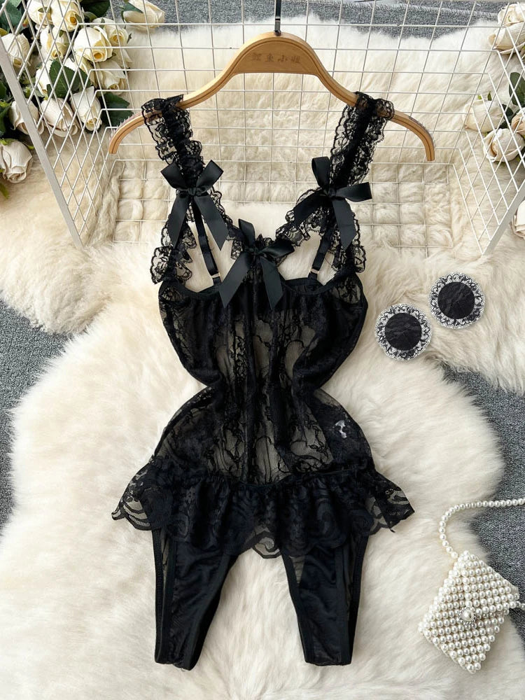 Ropa de dormir para fiesta de San Valentín, Catsuits combinados, peleles de tiras de malla eróticos íntimos ajustados, monos de mujer, lencería, conjuntos sexys