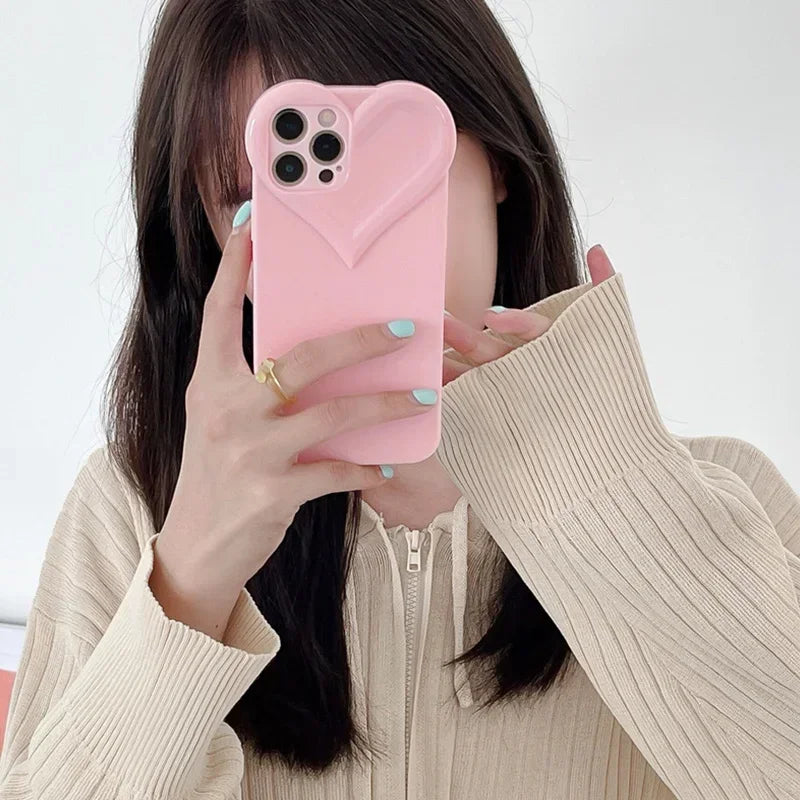 Fundas de teléfono con lente protectora de corazón de amor para IPhone 17 16 Pro Max 15 14 13 12 11 Pro Xs XR 7 8 Plus SE2/SE3 TPU cubierta trasera a prueba de golpes