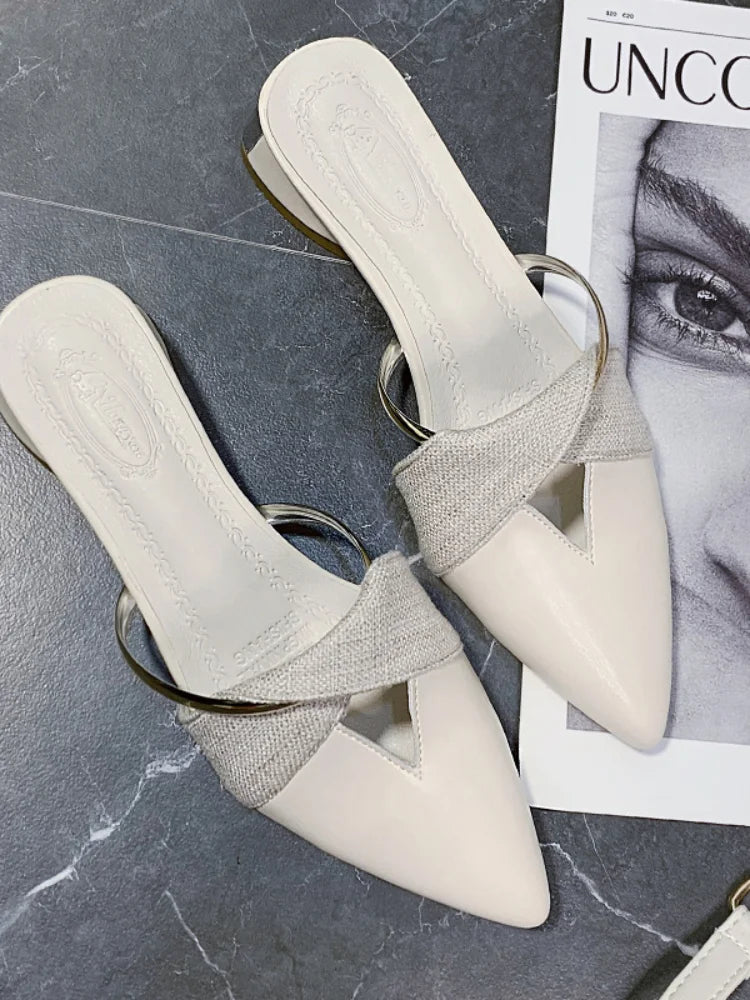 Zapatos de tacón elegantes para mujer, sandalias de ocio, zapatillas cómodas con punta abierta, deslizantes, Verano