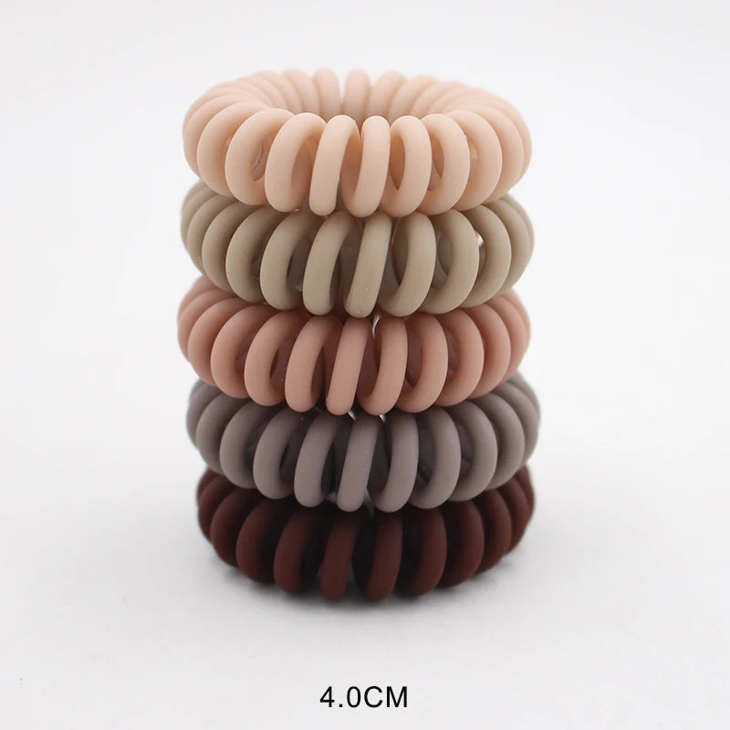 Banda elástica para el cabello, banda para el pelo con cable en espiral esmerilado, lazo para el pelo, Goma elástica para la cabeza, color liso mate, 5 unidades por juego, nueva moda