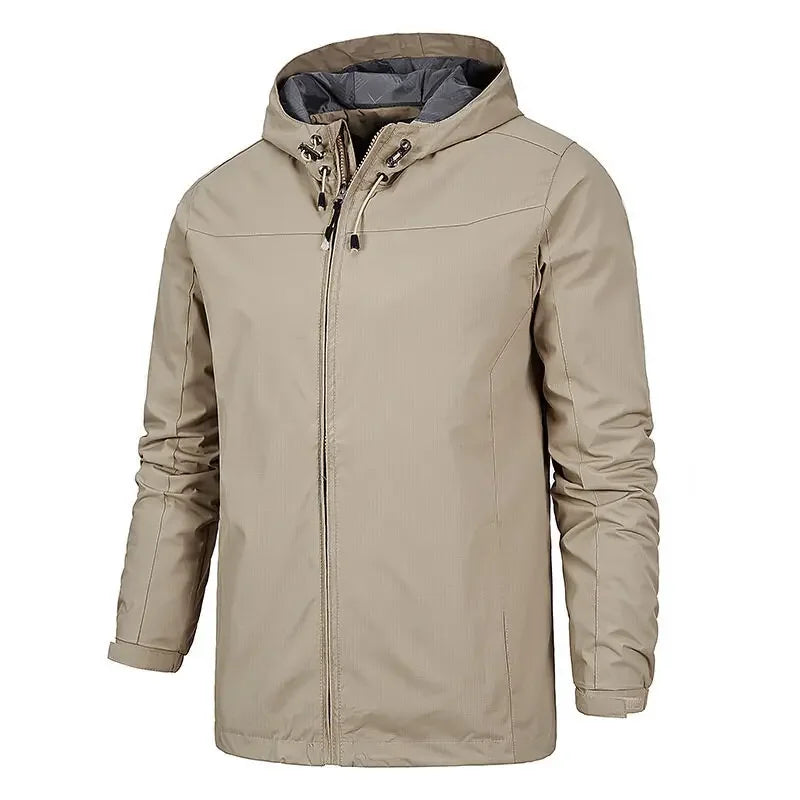 Chaqueta con Capucha y Cremallera para Hombre, a la Moda, Impermeable y Cortavientos, para Primavera y Otoño, Ropa Deportiva Informal para Exteriores