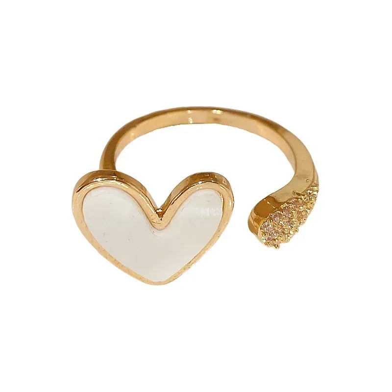 Exquisito anillo abierto de amor blanco de circón para mujer, accesorio diario personalizado a la moda, joyería de fiesta, regalo de cumpleaños