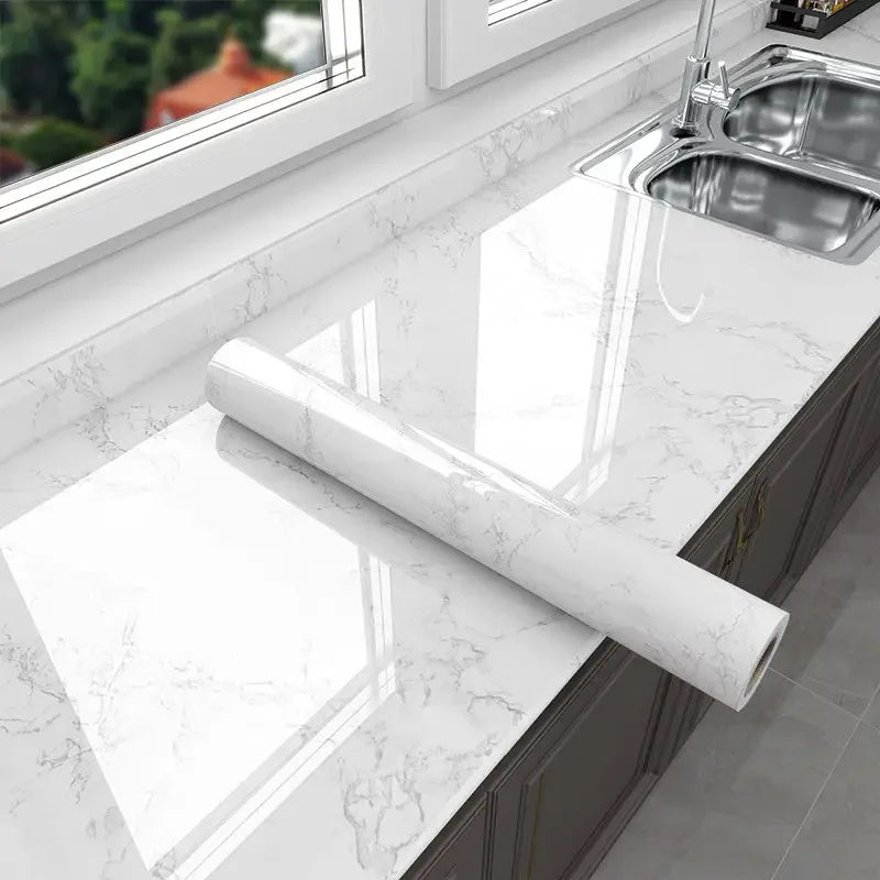 Papel tapiz adhesivo de pared de 80cm de ancho, lámina impermeable a prueba de aceite, pegatina decorativa de mármol, papel decorativo para renovación de baño y cocina