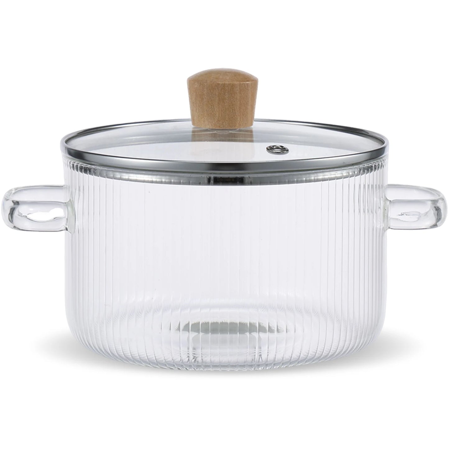 Olla de cocina de vidrio de 1600ML/2300ML, olla de fuego de vidrio de borosilicato transparente con tapa, ollas de estofado multifuncionales para cocinar en la cocina