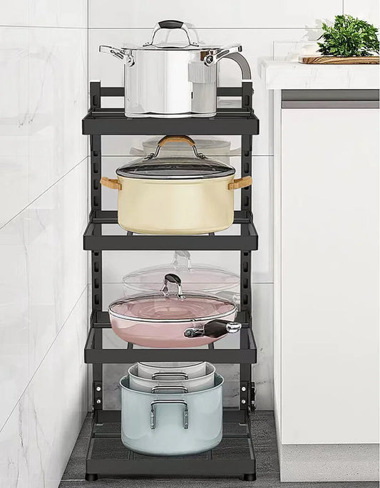 Estante de almacenamiento para fregadero de cocina, estante de almacenamiento para cocina multicapa para armarios de estufa para el hogar, estante para ollas ajustable