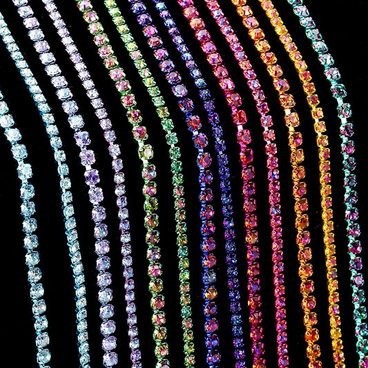 Cadena de Cristales Decorativa Colors Magic Volcano de 5 y 10 yardas/rollo, Adorno de Pedrería para Bordado