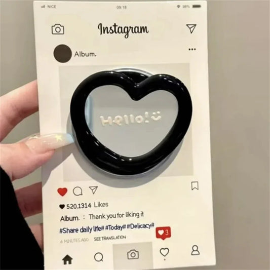Espejo de maquillaje coreano bonito 3D con forma de corazón de amor para Magsafe Griptok, soporte para anillo de dedo para teléfono, soporte para IPhone 17 16, soporte para niña