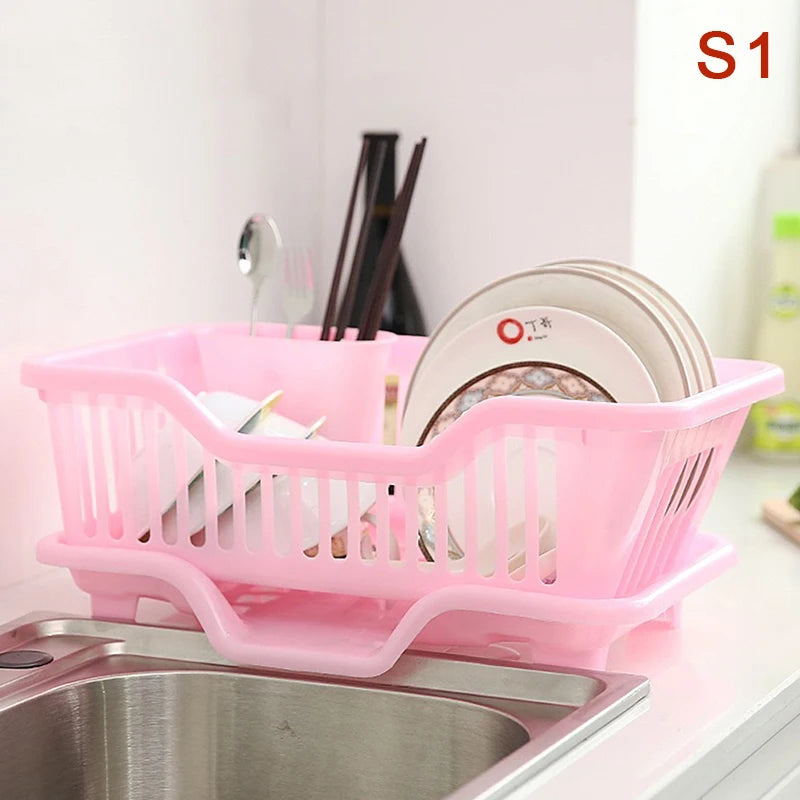 Rejilla de drenaje de cocina con tablero escurridor, utensilios para encimera, platos, palillos, tazones, cucharas, estante de secado de platos de almacenamiento