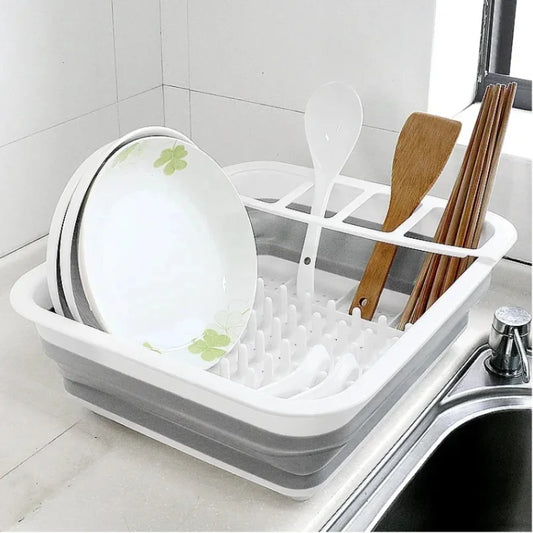 Nuevo Estante plegable para platos de cocina, almacenamiento con fugas de agua, vajilla, cuenco, escurridor, bandeja, estante de secado para el hogar, plástico lavable