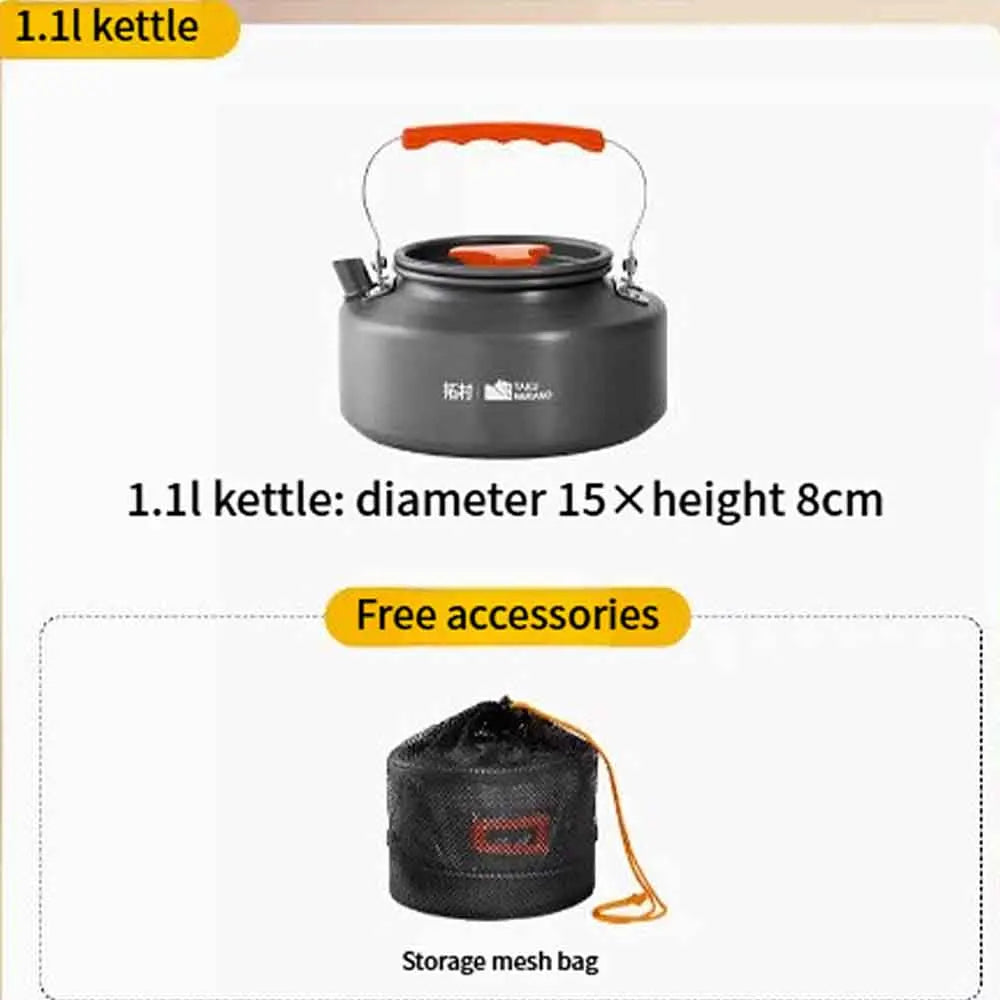 Juego de utensilios de cocina para acampar, juego de utensilios de cocina ultraligeros de aluminio, juego de utensilios de cocina portátiles para viaje con bolsa de almacenamiento