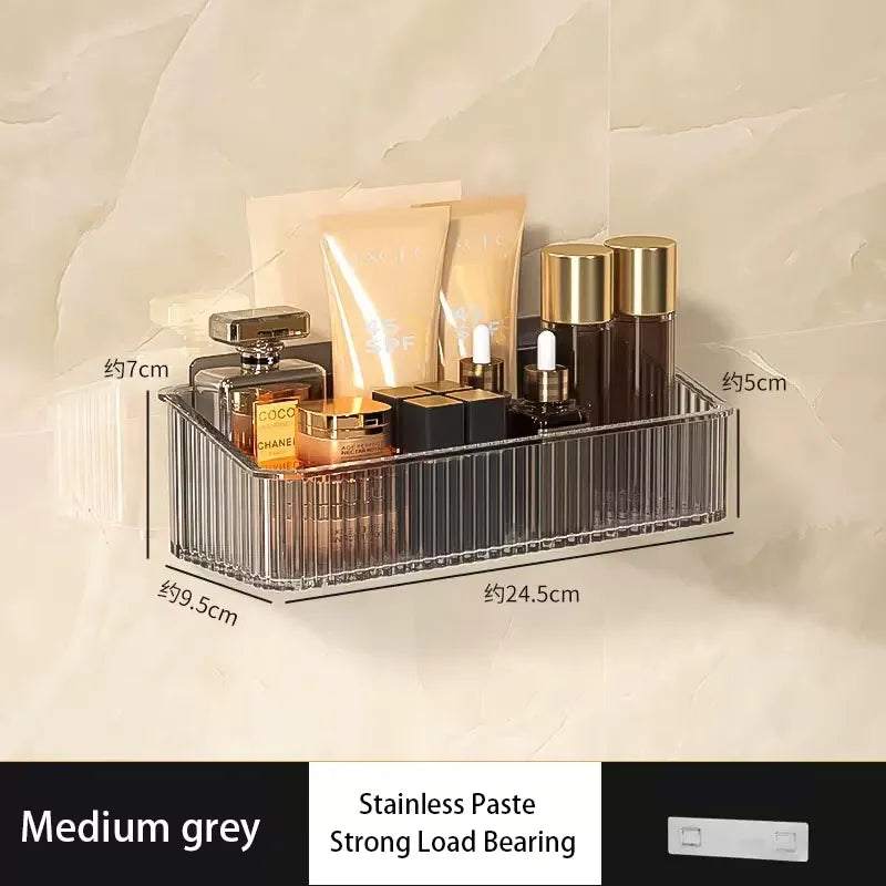 Estante de Almacenamiento de Lujo Ligero Sin Perforaciones para Baño, Soporte de Pared para Lavabo y Cosméticos