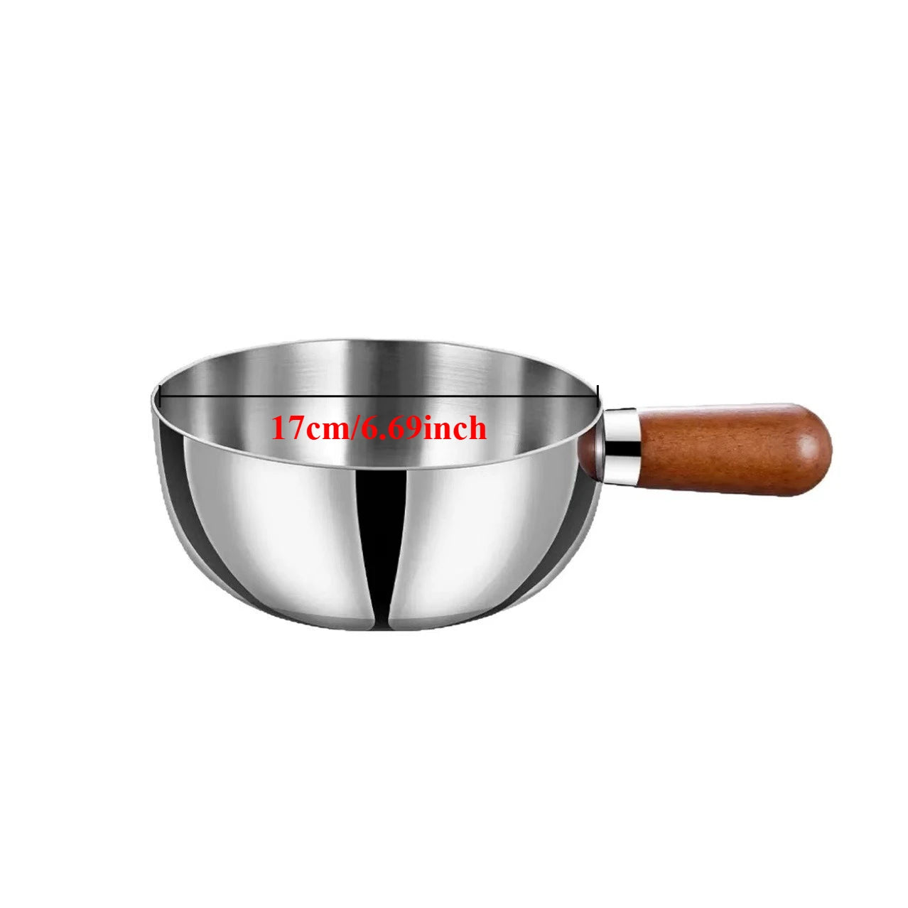 Olla para Leche de Acero Inoxidable con Mango de Madera Resistente al Calor, Base Antideslizante, Mini Cacerola para Calentar Leche