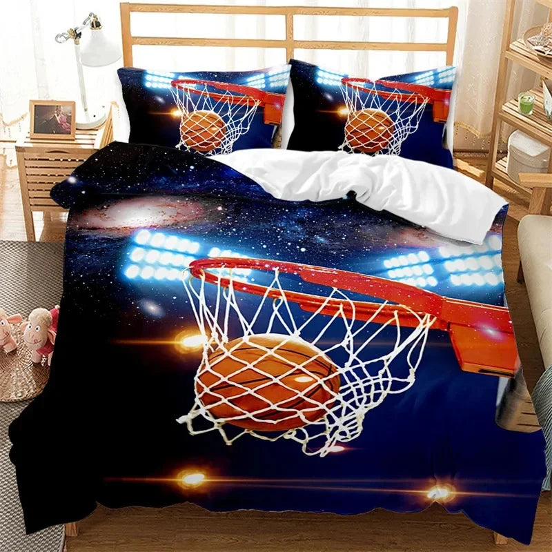 Funda nórdica de baloncesto, juego de cama deportivo para juegos, funda de edredón para jugadores de baloncesto, dormitorio para adolescentes y adultos
