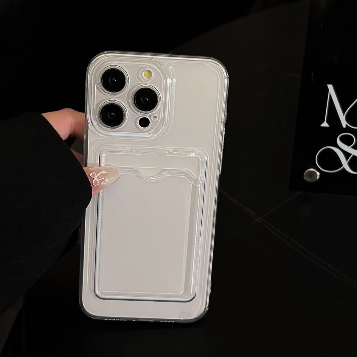 Funda Transparente de Silicona para iPhone 17 16 15 14 13 12 11 Pro Max, Protección Antigolpes, Cubierta Trasera Suave con Bolsillo para Tarjetas