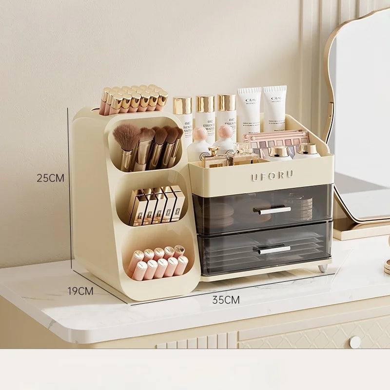 Caja de almacenamiento de cosméticos, tocador para el hogar, estante de almacenamiento compartimentado multifuncional grande de gama alta, práctico, recién llegado