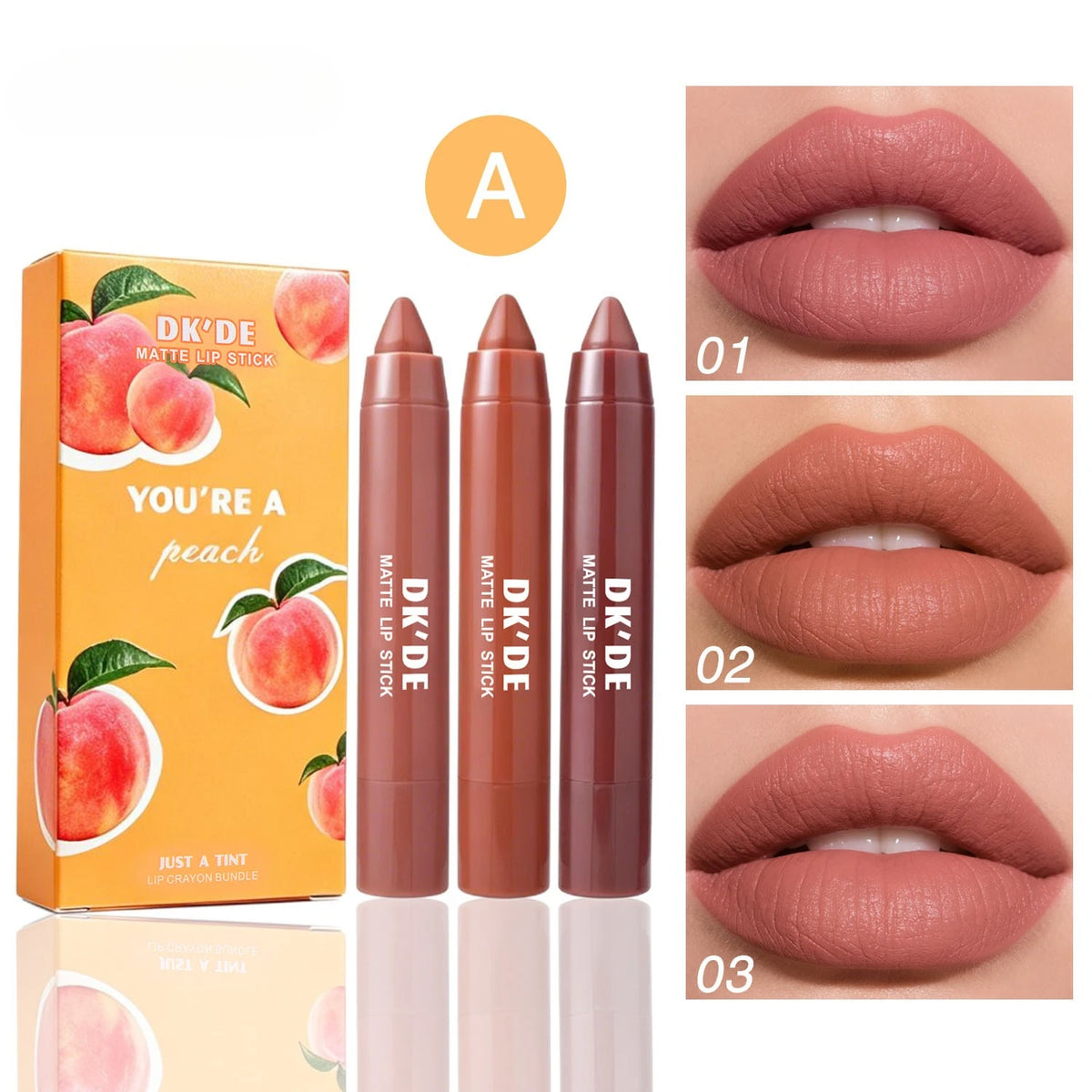 Set de Lápices Labiales de 3 Colores, Color Duradero, Resistente a la Transferencia, Apto para Todos los Estilos de Maquillaje