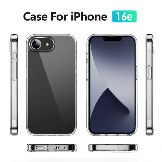 Funda Transparente para iPhone 16e 16 E 15 Pro Max 14 Plus 13 Mini 12 11 X XS XR SE 2022 2020 7 8 6S, Accesorios para Cubierta de Teléfono