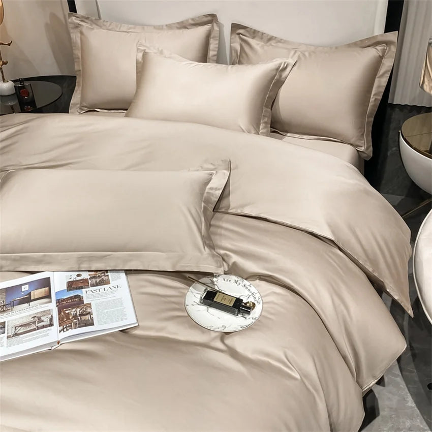 Juego de cama de lujo 100% algodón egipcio funda nórdica funda de almohada Ru Europa doble tamaño Queen King ropa de cama juegos de sábanas suaves