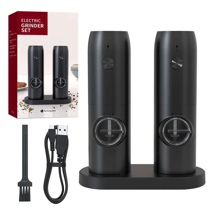 Juego de molinillos de pimienta eléctricos automáticos, molinillo de sal y pimienta con grosor ajustable, molinillo de especias para cocina, 1 ud./2 uds.