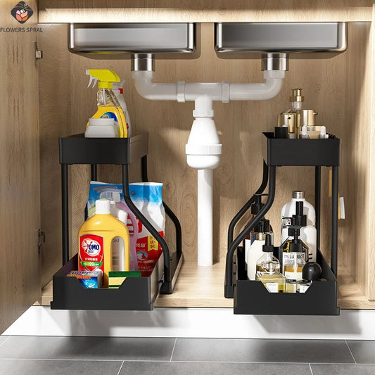 Estante de Almacenamiento Extraíble de Doble Capa, Cajones de Gran Capacidad para Ahorrar Espacio, Organizador para Cocina y Baño