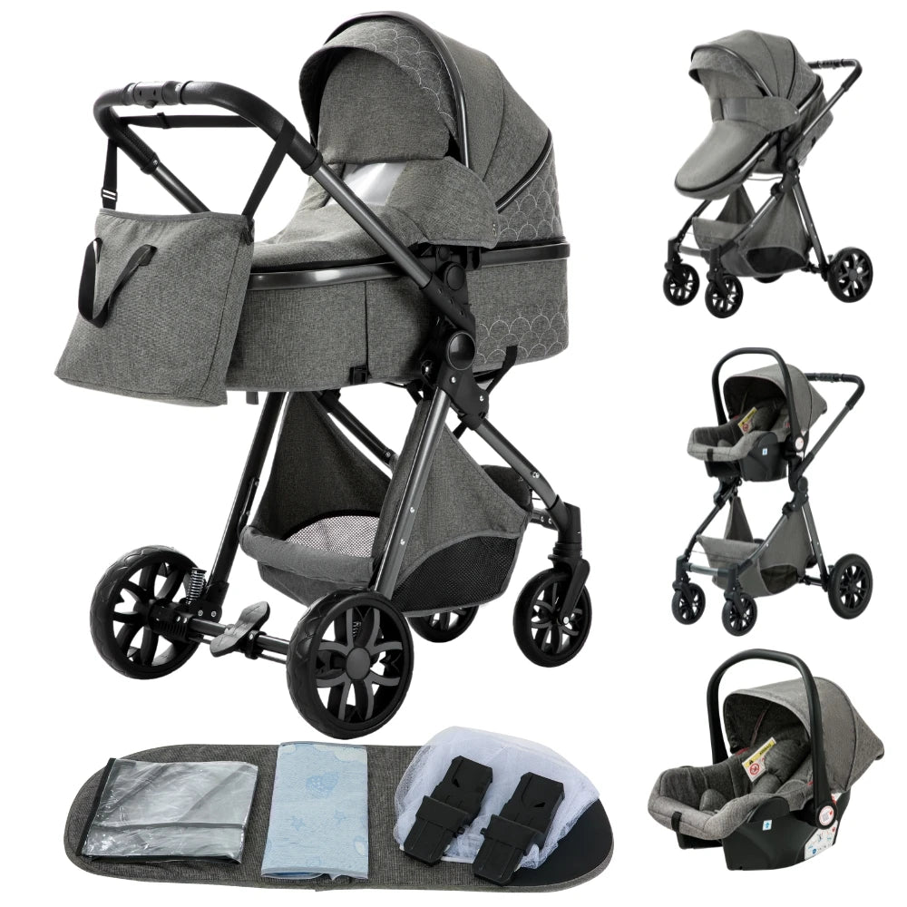 Sistema de viaje 3 en 1 para bebés, cochecito ligero para recién nacidos, plegable compacto, cochecito de invierno, cochecito para bebés, todoterreno